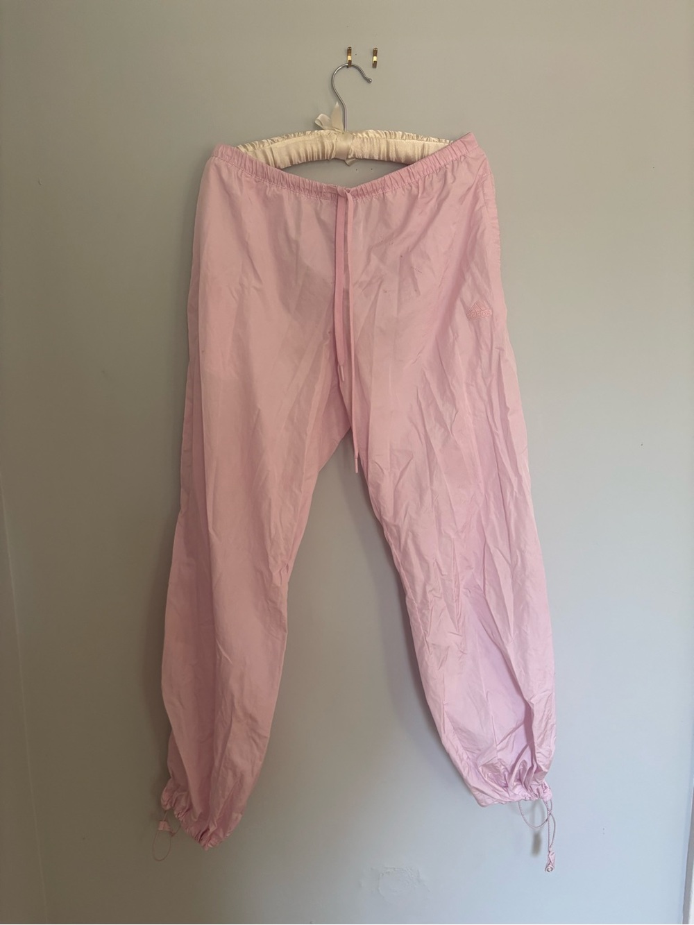 Adidas light pink, low rise track pants